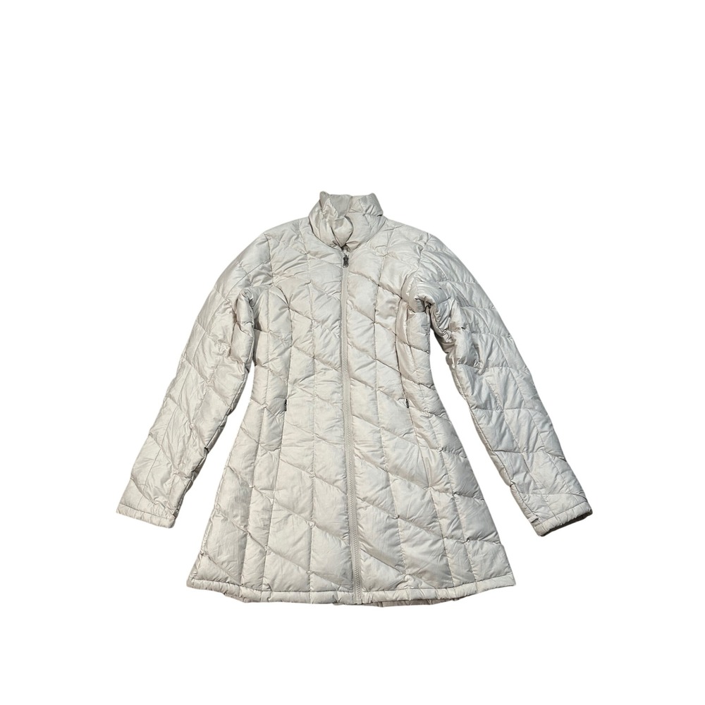 Patagonia Fiona Parka Womens Medium Beige Goose Down Quilted Coat 28405F9‎